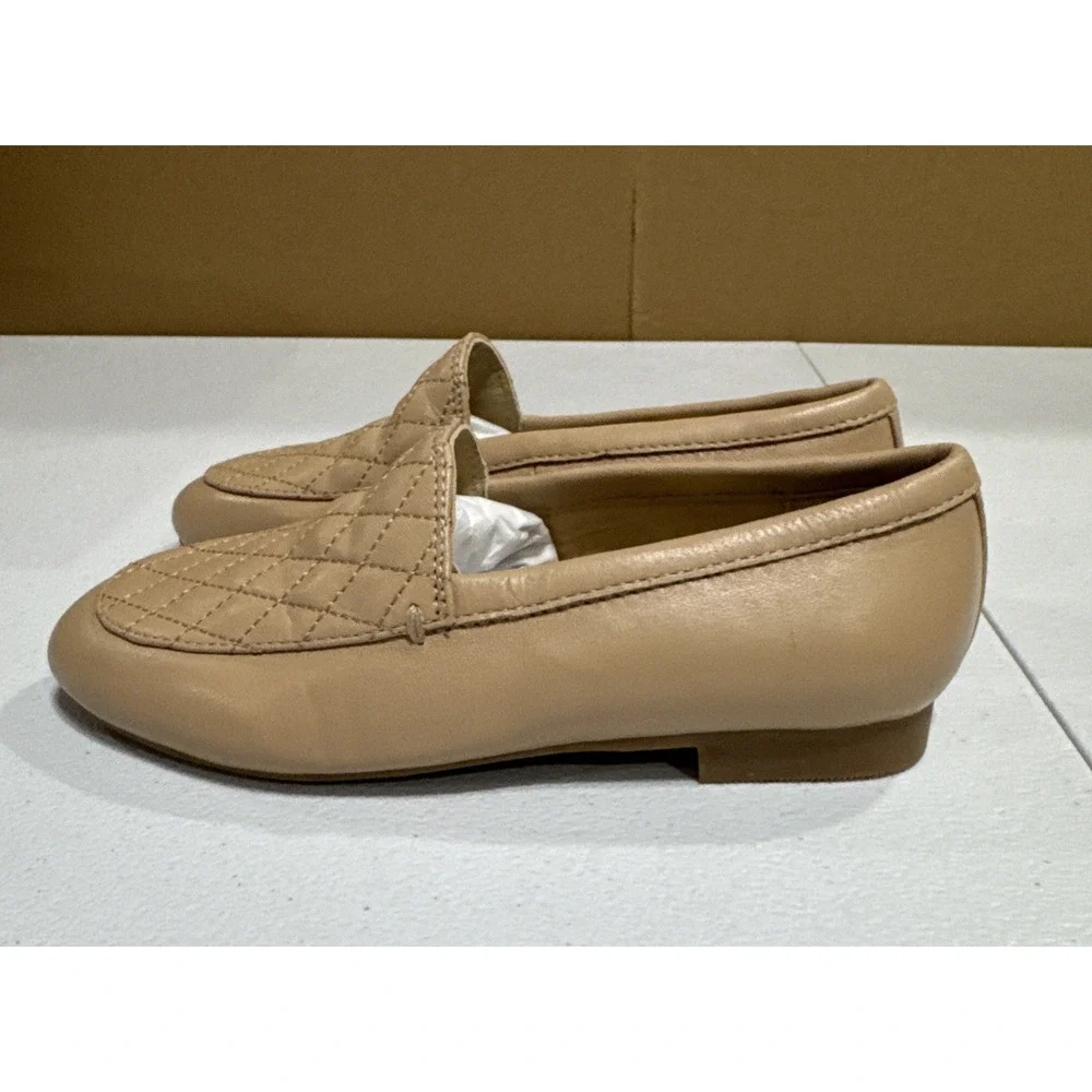 Onyx Girls Quilted Faux Leather Loafer Tan Flat Slip On Shoes Size US 12 / EU 30